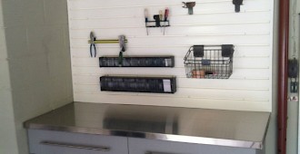 Slatwall and Cabinets Installation