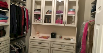 Custom Premier Antique White Walk-In Closet