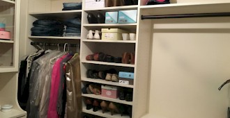 Custom Premier Antique White Walk-In Closet