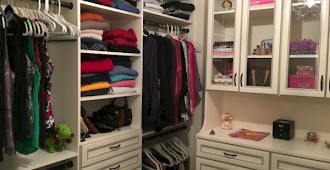 Custom Premier Antique White Walk-In Closet