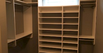 Walk-In Custom Closet Built Around Window